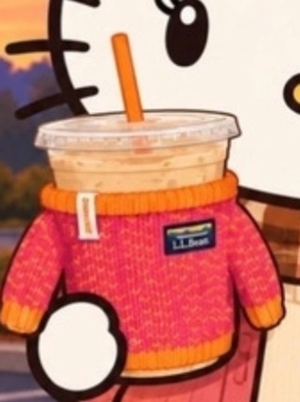 Dunkin L.L. Bean Pink Knit Cup Sweater with Orange Trim